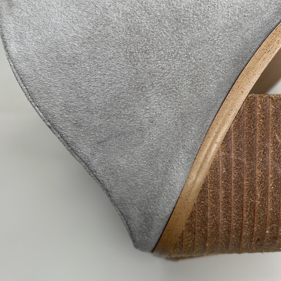 Steve Madden Nollla suede open toe stack heel mules bootie in pewter, size 9.5 - Picture 10 of 10